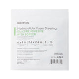 McKesson Silicone Adhesive with Border Silicone Foam Dressing, 4 x 4 Inch