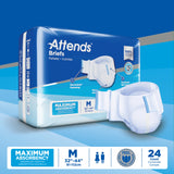 Attends Briefs, Adult, Medium, Heavy Absorbency, Disposable, White