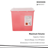 McKesson Prevent® Sharps Container, 2 Gallon, 9-1/4 x 10 x 6 Inch