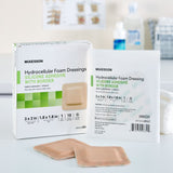 McKesson Silicone Adhesive with Border Silicone Foam Dressing, 3 x 3 Inch