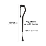 McKesson Black Aluminum Offset Cane, 30 – 39 Inch Height
