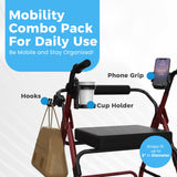 Mobility Aid Combo Pack, Cup Holder, Phone Grip, Bag Hooks