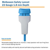 McKesson Push Button Safety Lancet, 23G x 1.8mm