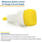 McKesson Push Button Safety Lancet, 17G x 2.0mm