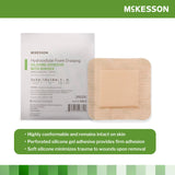 McKesson Silicone Adhesive with Border Silicone Foam Dressing, 3 x 3 Inch