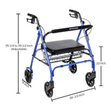 McKesson Bariatric Blue Folding Steel Four-Wheel Rollator McKesson McKesson Brand