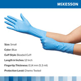 McKesson Confiderm® 6.5CX Extended Cuff Nitrile Extended Cuff Length Exam Glove, Small, Blue