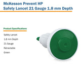 McKesson Prevent® HP Push Button Safety Lancet, 21 Guage