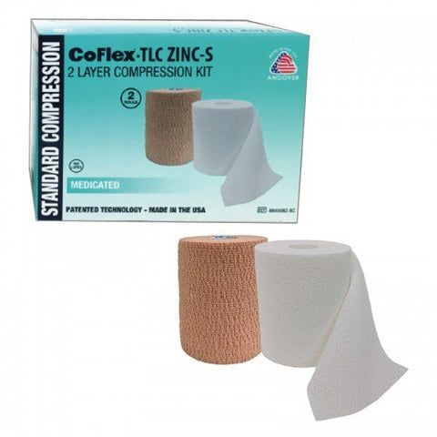CoFlex® TLC Zinc with Indicators Self-adherent / Pull On Closure 2 Layer Compression Bandage System, 4 Inch x 6 Yard / 4 Inch