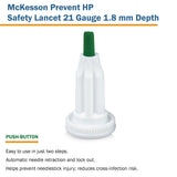 McKesson Prevent® HP Push Button Safety Lancet, 21 Guage