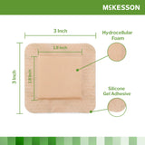 McKesson Silicone Adhesive with Border Silicone Foam Dressing, 3 x 3 Inch