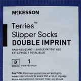 McKesson Terries™ Adult Slipper Socks, Bariatric / XW, Royal Blue