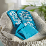 McKesson Paw Prints Slipper Socks, Aqua, one size