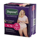 Depend® Night Defense® Women's Absorbent Underwear, X-Large Depend® Night Defense® Kimberly Clark
