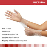 McKesson Confiderm® Vinyl Exam Glove, Extra Large, Clear