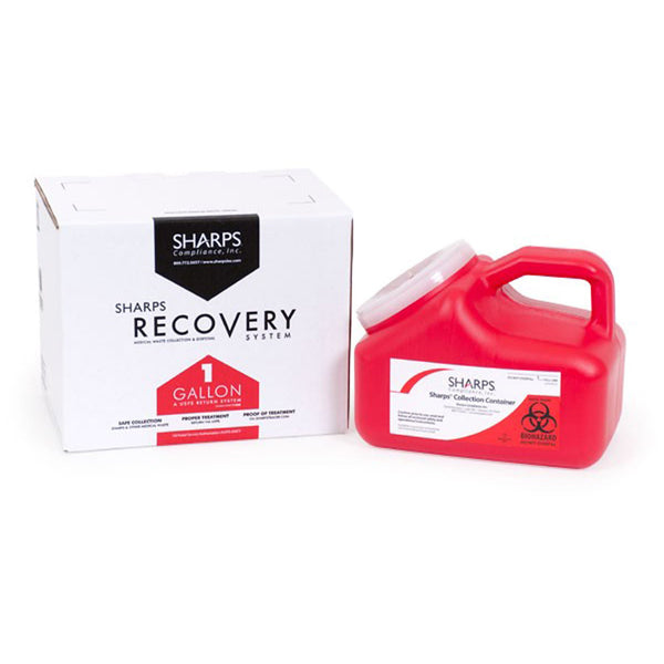 Mail System® Pro-Tec® Mailback Sharps Collector, 1 Gallon, 9 x 6 x 7½ Inch Mail System® Pro-Tec® Sharps Compliance