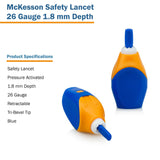 McKesson Pressure Activated Safety Lancets, 26 Gauge, Blue