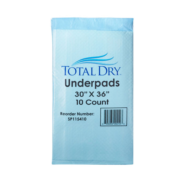 TotalDry Incontinence Underpads, Heavy Absorbency, Disposable, 30 X 36 Inch, Blue TotalDry™ Secure Personal Care Products