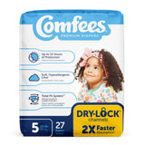 Attends Comfees Premium Baby Diapers, Unisex, Tab Closure, Size 5