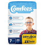Comfees Premium Baby Diapers, Moderate-Absorbent, Tab Closure, Kid Design, Size 7