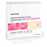McKesson Acrylic Adhesive with Border Foam Dressing, 4 x 4 Inch