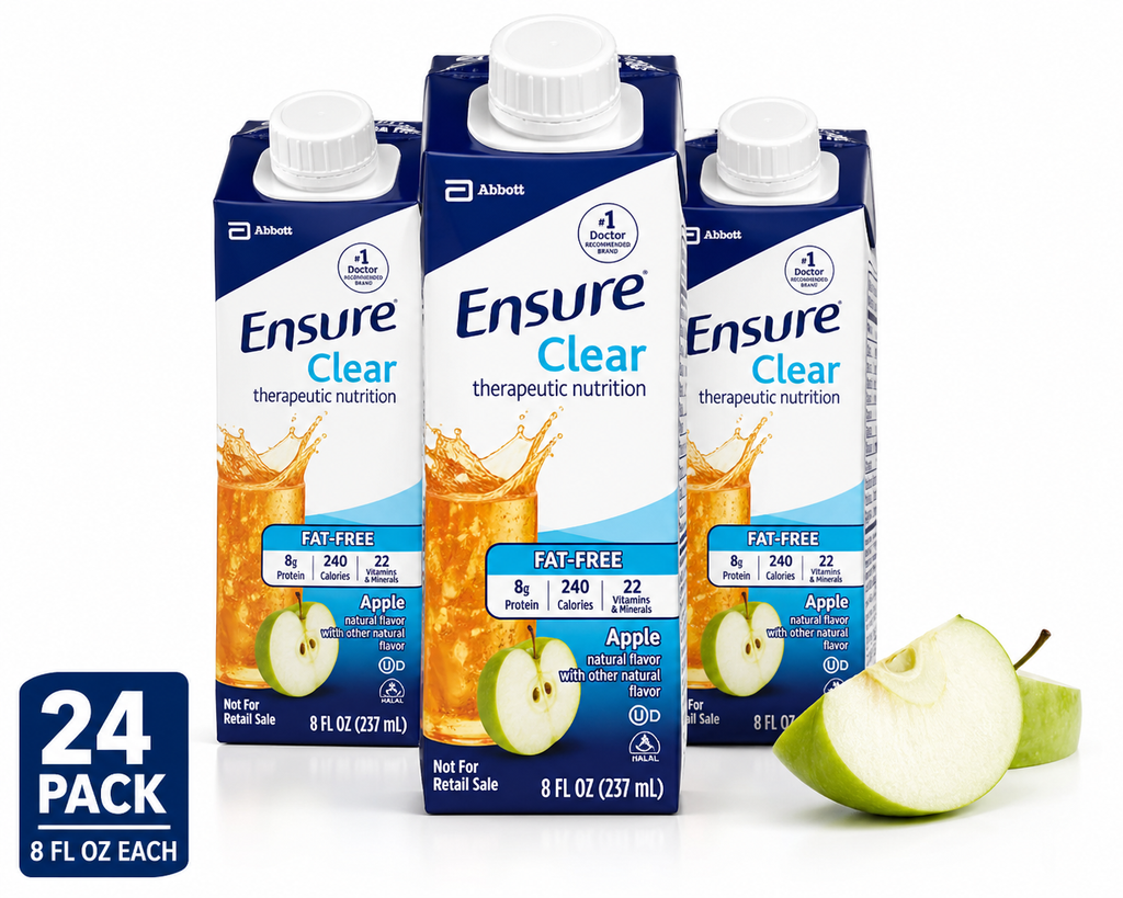 Ensure Clear Apple Nutrition Drink 8 fl oz – 24 Pack | Ready to Drink Oral Supplement | Abbott