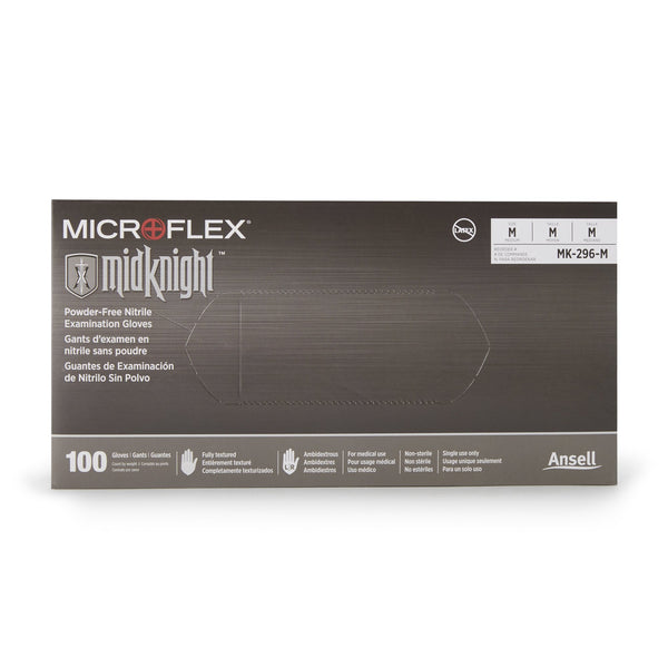 Microflex® Midknight™ Nitrile Exam Glove, Medium, Black MICROFLEX ...