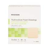 McKesson Silicone Gel Adhesive without Border Silicone Foam Dressing, 3 x 3 Inch