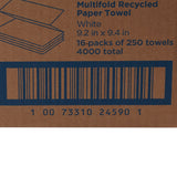 Pacific Blue Basic™ Recycled Multi-Fold Paper Towel, 250 Sheets per Pack