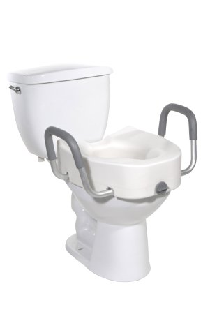 Elongated Raised Toilet Seat with Arms